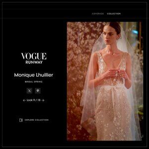 $5990 Monique Lhuillier Etoile Embroidered Lace Runway Bridal Gown with Train